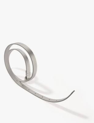 MAJE: Clover-buckle metallic leather belt