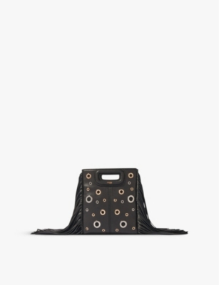 MAJE: Eyelet-embellished mini leather shoulder bag