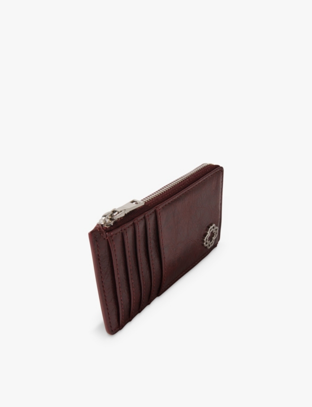 Clover-embellished vintage-leather purse