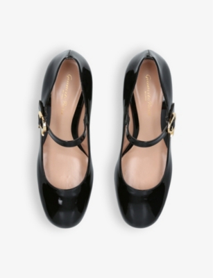 Shop Gianvito Rossi Womens  Mary Ribbon 45 Patent-leather Heeled Courts In Black
