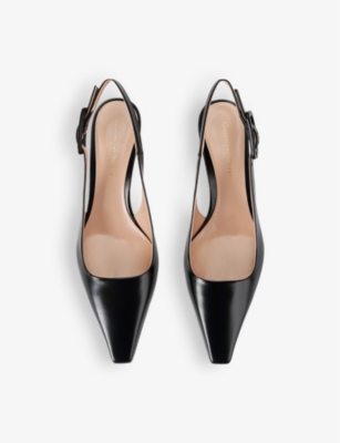 Shop Gianvito Rossi Womens  Lindsay Tokio Pointed-toe Leather Heeled Courts In Black