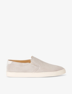 Shop Brunello Cucinelli Men's Bone Slip-on Leather Low-top Trainers