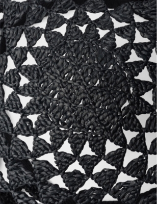 PRADA: Embroidered-logo geometric-pattern crochet beret