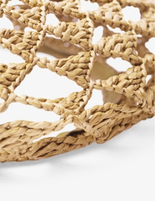 PRADA: Embroidered-logo geometric-pattern crochet beret