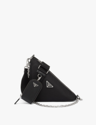 PRADA: Re-Nylon triangle leather and recycled-nylon shoulder bag