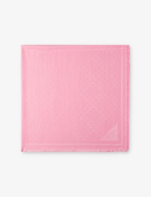 PRADA: Symbole jacquard-logo silk and wool-blend shawl