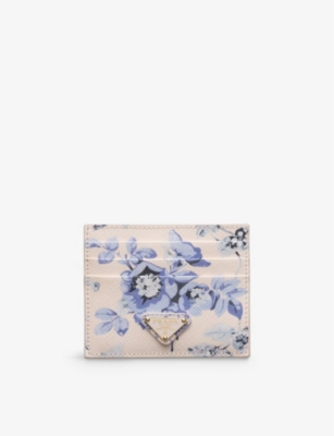 PRADA: Brand-plaque floral-print leather card holder