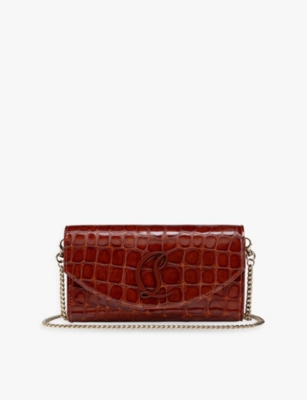 CHRISTIAN LOUBOUTIN: Loubi54 croc-embossed leather wallet-on-chain