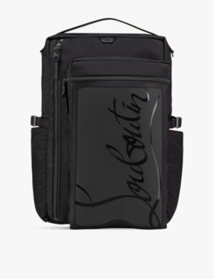 Christian Louboutin Mens Black Loubideal Logo-print Woven Backpack