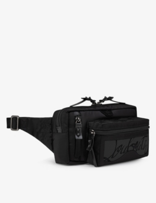 Shop Christian Louboutin Men's Black Loubideal Logo-embellished Woven Belt Bag