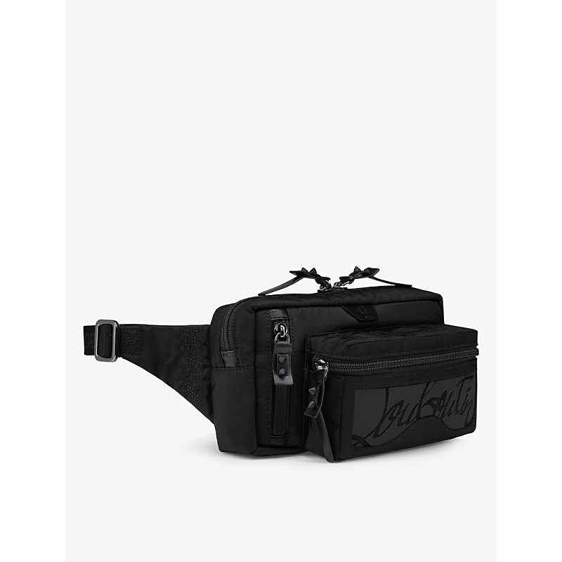 Shop Christian Louboutin Men's Black Loubideal Logo-embellished Woven Belt Bag