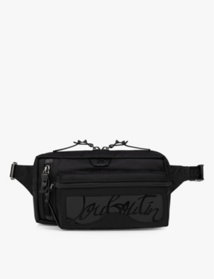 Shop Christian Louboutin Men's Black Loubideal Logo-embellished Woven Belt Bag