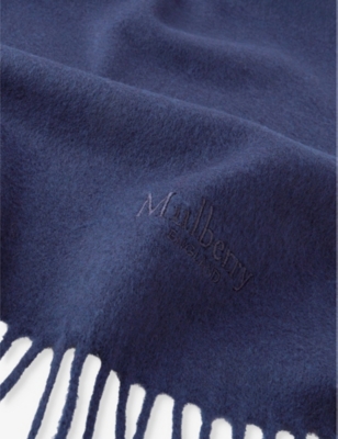Solid logo-embroidered merino-wool scarf