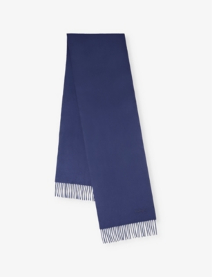 MULBERRY: Solid logo-embroidered merino-wool scarf