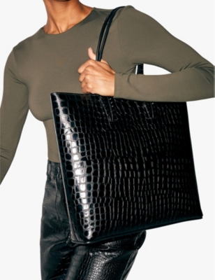 CHRISTIAN LOUBOUTIN: Cabata croc-effect patent-leather tote bag