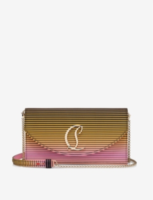 Shop Christian Louboutin Women's/gold Loubi54 Satin And Leather Clutch Bag In Multi/gold