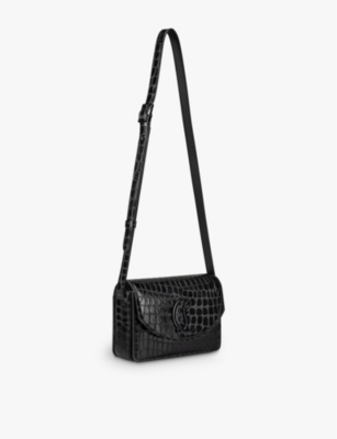 CHRISTIAN LOUBOUTIN: Loubi54 croc-embossed leather crossbody bag