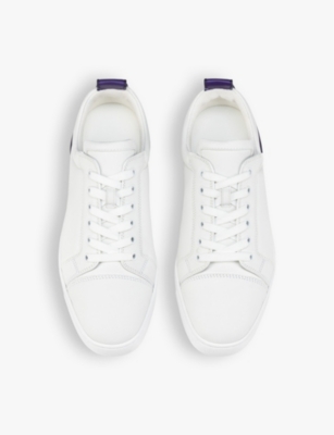 Shop Christian Louboutin Mens White/jacaranda Fun Louis Junior Leather Low-top Trainers