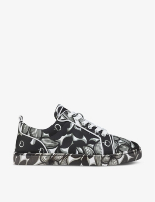 CHRISTIAN LOUBOUTIN: Louis Junior Orlato floral-print leather low-top trainers