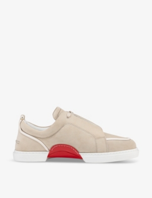 Shop Christian Louboutin Mens Foggy Jimmy Flat Contrast-panel Suede Low-top Trainers