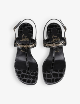 MJ alligator-embossed leather heeled mules