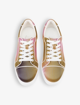 Shop Christian Louboutin Fun Vieira Orlato Brand-embellished Leather Low-top Trainers In Multi