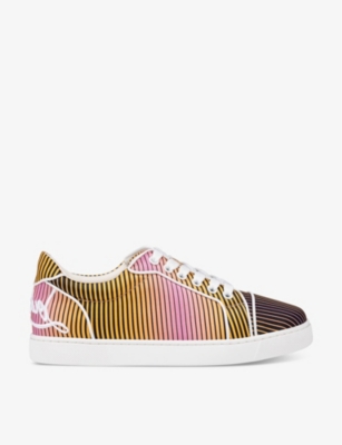 Shop Christian Louboutin Fun Vieira Orlato Brand-embellished Leather Low-top Trainers In Multi