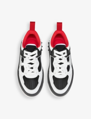 Shop Christian Louboutin Womens White/black Astroloubi Leather Low-top Trainers