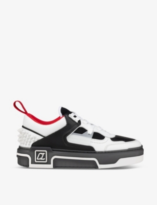 Shop Christian Louboutin Womens White/black Astroloubi Leather Low-top Trainers