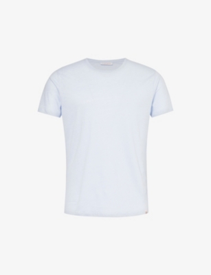 Shop Orlebar Brown Men's Soft Blue Ob-t Short-sleeved Linen T-shirt