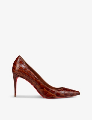 CHRISTIAN LOUBOUTIN: Kate 85 croc-effect leather courts