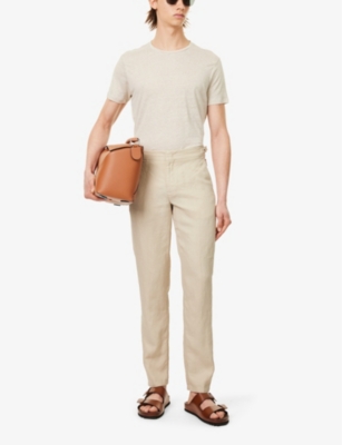 Shop Orlebar Brown Men's Chai Griffon Adjustable Tapered-leg Linen Trousers