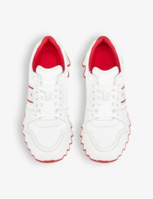 Shop Christian Louboutin Women's White Nastroshark Chunky-sole Leather Low-top Trainers