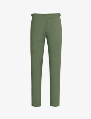 Shop Orlebar Brown Men's Light Kombu Griffon Adjustable Tapered-leg Linen Trousers