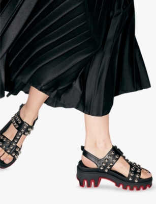 Shop Christian Louboutin Womens  Duniclou Leather Sandals In Black