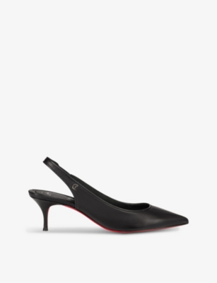 Shop Christian Louboutin Women's Black Sporty Kate Sling 55 Leather Heeled Courts