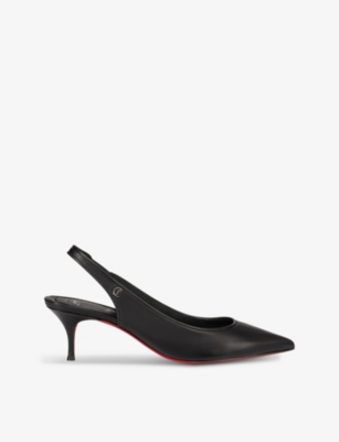 Shop Christian Louboutin Womens Black Sporty Kate Sling 55 Leather Heeled Courts