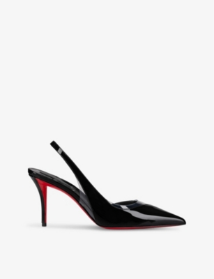 Christian Louboutin Womens Black Posticha 80 Patent-leather And Pvc Heeled Courts