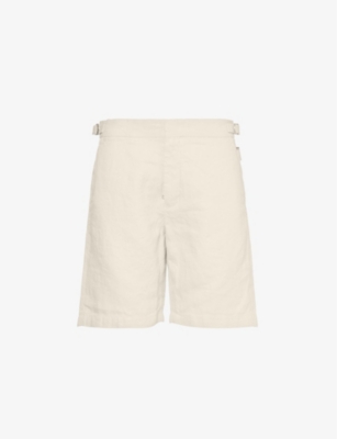 Shop Orlebar Brown Men's Chai Norwich Side-adjuster Linen Shorts