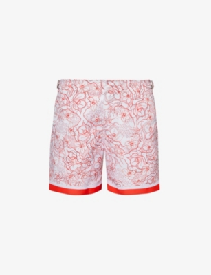 Shop Orlebar Brown Men's Summer Red/white Sand Bulldog Floral-print Recycled-polyester Swim Shorts