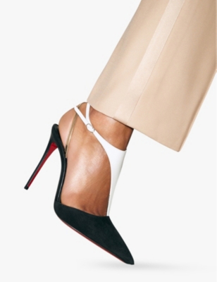 Shop Christian Louboutin Women's Black/multi Athina 100 Colour-blocked Suede Heeled Courts