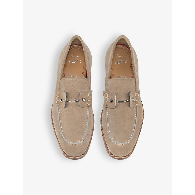 Shop Christian Louboutin Chambelimoc Leather Derby Shoes In Saharienne