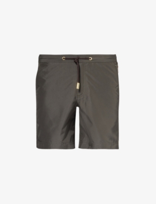 Shop Orlebar Brown Men's Smoked Tea Bulldog Elasticated-waist Recycled-polyester Swim Shorts