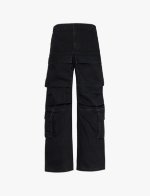 Shop Entire Studios Mens Magnetite Cargo-pocket Wide-leg Relaxed-fit Denim Trousers