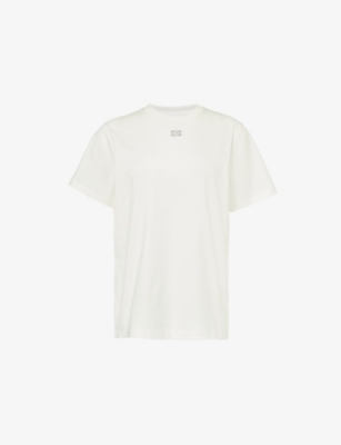 GANNI: Crystal-embellished organic-cotton T-shirt