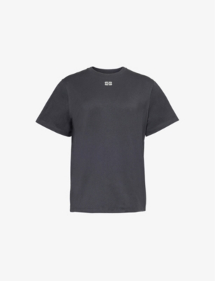 Ganni Womens Phantom Crystal-embellished Organic-cotton T-shirt In Phantom