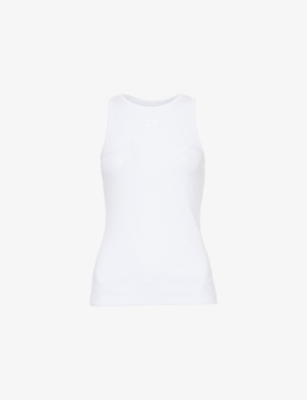 GANNI: Logo-embroidered stretch-organic cotton jersey top