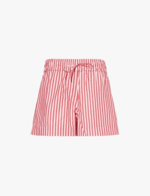 GANNI: Stripe-print regular-fit organic-cotton shorts