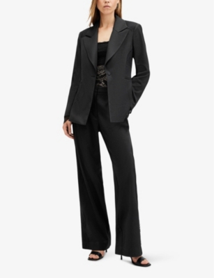 ALLSAINTS: Lacey lace-trim stretch-recycled polyester-blend blazer