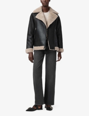 ALLSAINTS: Sola relaxed-fit lined shearling biker jacket